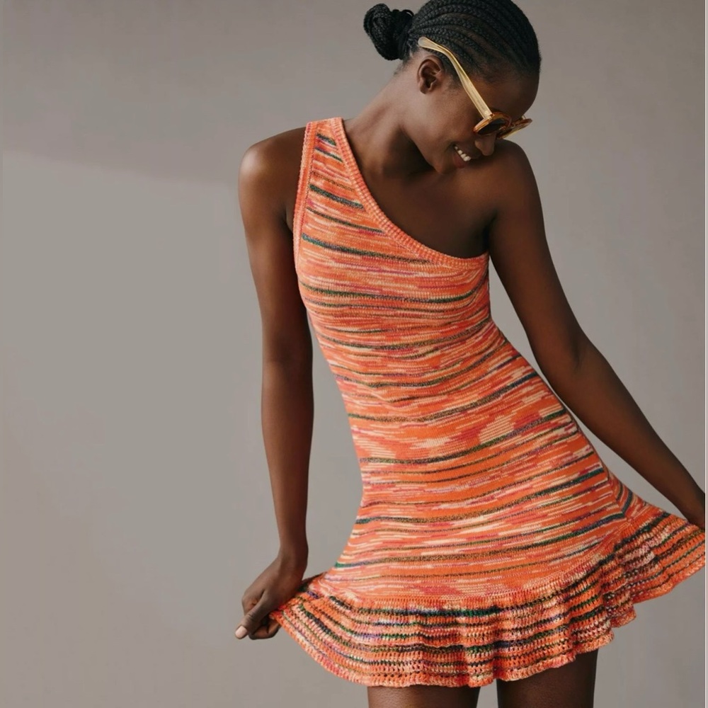Anthropologie One Shoulder Knit Sweater Dress